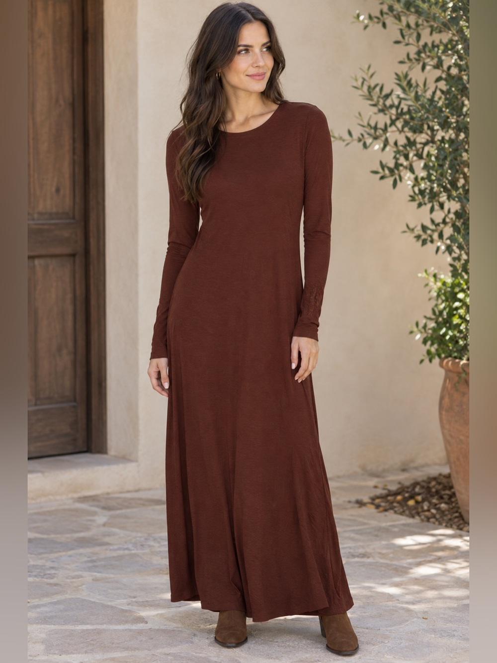 A New Day Long Sleeve Ribbed Maxi Dress